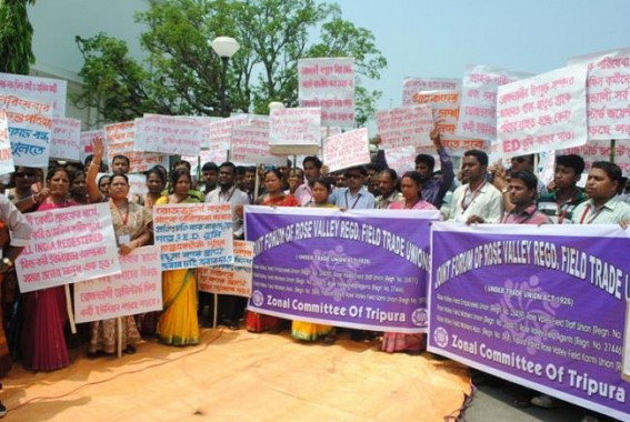 Rose Valley agent stages sit in demonstration seeking resume of rose valley in Tripura Rose Valley agent stages sit in demonstration seeking resume of rose valley in Tripura